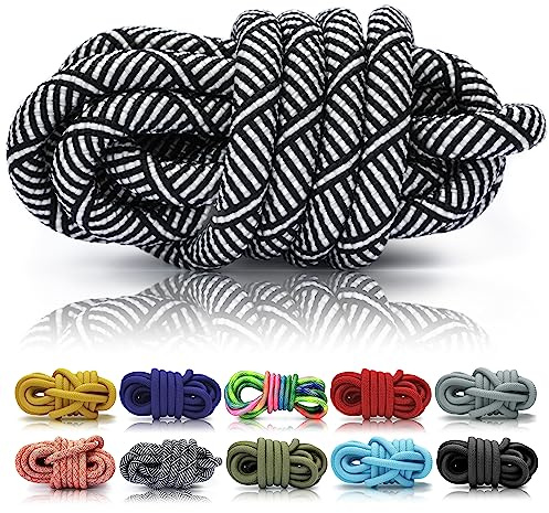 Ganzoo Cuerda PPM de Polipropileno multifilema, 5 m en una Pieza, 8 mm, Negro y Blanco, para confección de Correas y Collares de Perro, llaveros, Pulseras, Cadenas de teléfono y takelado de Extremos