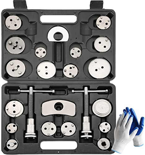 Acymner 24PCS Disc Brake Caliper Tool Kit | Heavy Duty Disc Brake Piston Caliper Compressor Rewind Tool Set for Brake Pad Replacement Reset, Fits Most American European Japanese Autos (Black)