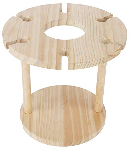 Natudeco Soporte de pie para Copas de Vidrio, Estante de Vino de Madera, Organizador de Mesa de Cocina, Bandeja de Secado de Almacenamiento de Platos para 6 copas de vino y 1 botella