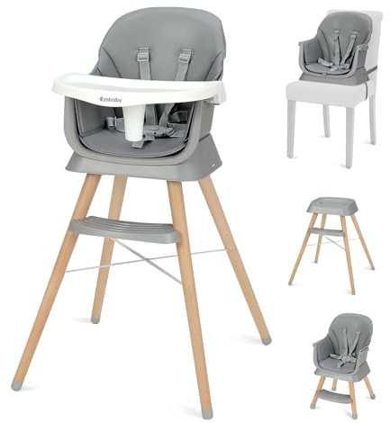 Ezebaby Baby High Chair, High Chairs for Babies and Toddlers with Adjustable Legs, Portable 6-in-1 Convertible to Booster Seat for Dining Table (Gray)