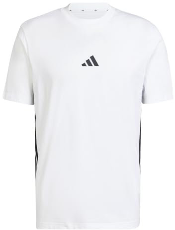adidas Herren Essential Three Stripes Single Jersey Tee, White/Black, XL