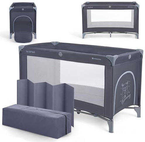 KikkaBoo Cuna de Viaje SO Gifted, Cuna Bebe 120x60 cm hasta 15 kg, Parque Plegable con Bolsa de Transporte, Ligera y Compacta, Azul Marino