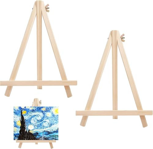 Lot de 2 mini chevalets en bois - 18 x 24 cm - Petit chevalet de table - Décoration pour cartes de visite, albums photo, travaux manuels