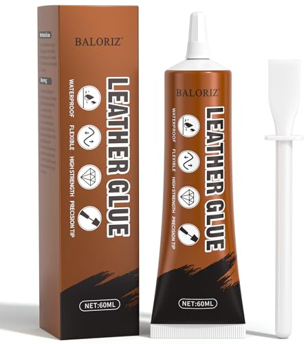BALORIZ Läderlim, 60 ml vattentätt lim för läderreparationslim för plånböcker, bilstolar, skor, väskor, soffor och andra läderarbeten, bindning mellan