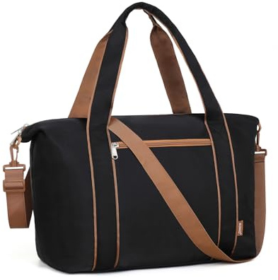 Bolso de Viaje, Impermeable con Bolsillo Húmedo para Gimnasio y Fin de Semana, Bolso de Mano Ligero para Hombre y Mujer, Debajo del Asiento (Negro)
