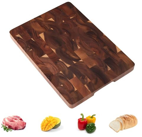 Taglieri da Cucina, Tagliere in Legno di Acacia con Scanalatura per i Succhi, Grande Tagliere in Legno per Tagliare Carne, Formaggio, Frutta e Verdura, Acacia Wood Cutting Board, 40 x 30 x 3 cm