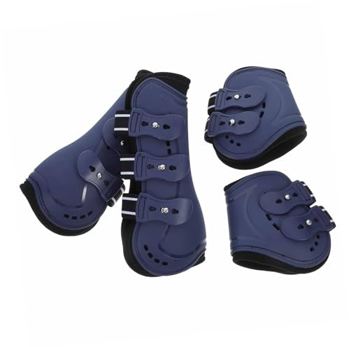 HEMOTON 4piezas Botas para Patas De Caballo Protector De Patas De Caballo Botas Mangas para De para Ecuestre Azul Media