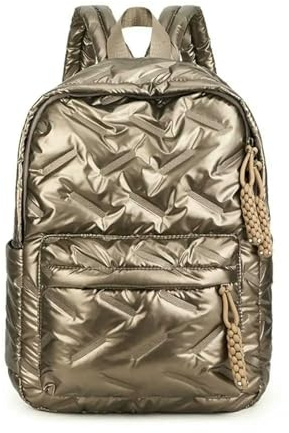 Gyios Rucksack Herren Frauen -Mode -Rucksack - Leichte Schultasche Mit Großer Kapazität Verstellbaren Schultergurten, Stilvoller Reise- Und Pendler -Rucksack-Gold