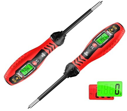 Spänningsprovare skruvdragare, fastestare skruvmejsel, 11 V – 450 V, elektrisk skruvmejsel med LCD-skärm och akustiskt larm, för elektriker och gör-det-själv-entusiaster