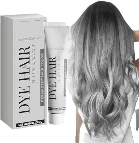Coloration Grise Pour Cheveux Femme, Patine Teinture Cheveux Homme, Crème Colorante Pour Cheveux Gris Argenté - Teinture Permanente Pour Femme Et Homme, Pour Cheveux Gris Argenté (1PC)