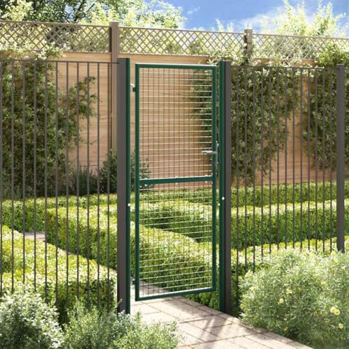 Genérico Puerta de Valla de Acero 100 x 200 cm Verde