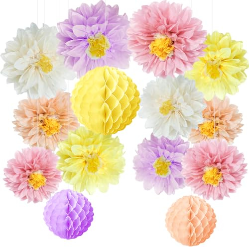YBwanli Flores de Papel Decoracion, Decoracion Cumpleaños Niñas Mujer, farolillos de papel fiesta, Ideal para fiestas, cumpleaños y decoración del hogar.