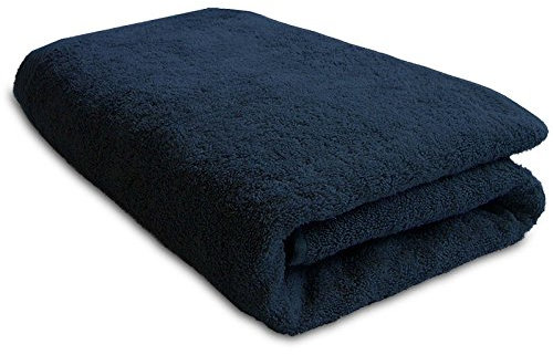 Lanudo® Luxus Duschtuch 600g/m² Pure Line 70x140 mit Bordüre. 100% feinste Frottier Baumwolle in höchster Qualität, Dusch-Handtuch, Badetuch, Badelaken. Farbe: Marine-Blau/Navy