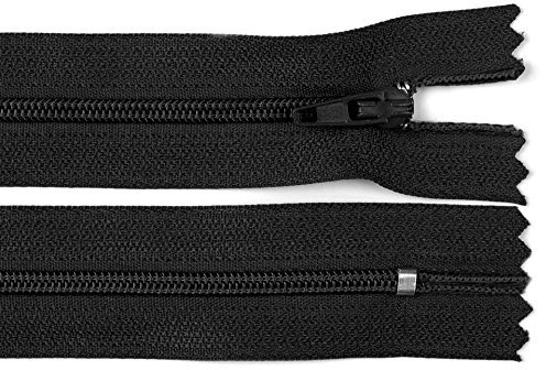 Schnoschi 2 Stück 40 cm Langer Spiralreißverschluss, Nicht teilbar, schwarz, 3mm Laufschiene Reißverschluss