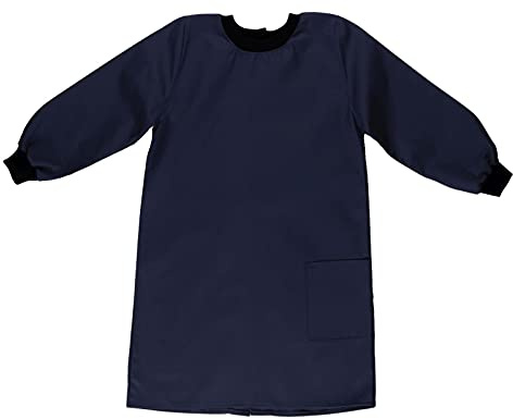 Adventure Togs Kids Premium Painting Smock Apron - Arts and Crafts, Waterproof, Baking, Cooking, School - Navy, 12-14 Years