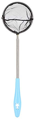 Fisch Aquarium Fischernetz, ausziehbarer Griff Garnelennetz Aquarium Feinmaschennetz Edelstahl Aquarium ausziehbares Fischgarnelennetz mit langem Griff[Runden] Kescher