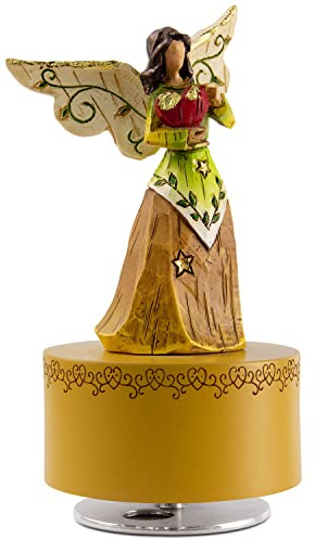 YT3 Studio Music Box, Guardian Angel Musical Box Figurine Holding Heart, Sculpted Hand-Painted Music Boxes Figures Wind Up Angel Musical Boxes for Women Girls in Christmas Birthday Anniversary