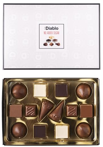 Diablo No Added Sugar Luxury Chocolate Gift Box - Gluten Free, Celebration of Any Occasion, Birthday, Anniversary chocolates Gift Set - Assortment of Flavors, Ideal for Gifting - 14 Pieces, 1 Pack