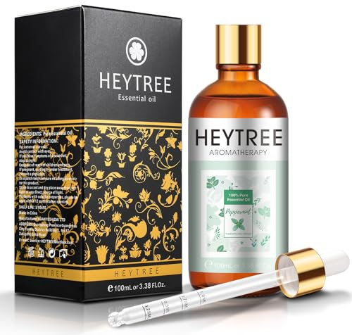 HEYTREE Ätherisches Pfefferminzöl 100 ml - Stark und Pfefferminze erhöht den Optimismus und die Klarheit - Perfekt für Aromatherapie, Diffusor, klare Atmung und DIY-Kerzen