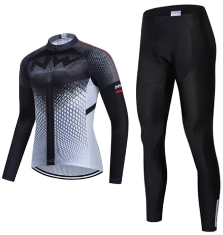 MOXILYN Abbigliamento Ciclismo Set Maglia da Ciclismo invernale Tuta Completo Uomo,Maglia Manica Lunga,20D Gel Imbottiti Strisce Riflettenti,Traspiranti,Ad Asciugatura Aapida per Bici/MTB,LM8S-3,XXL