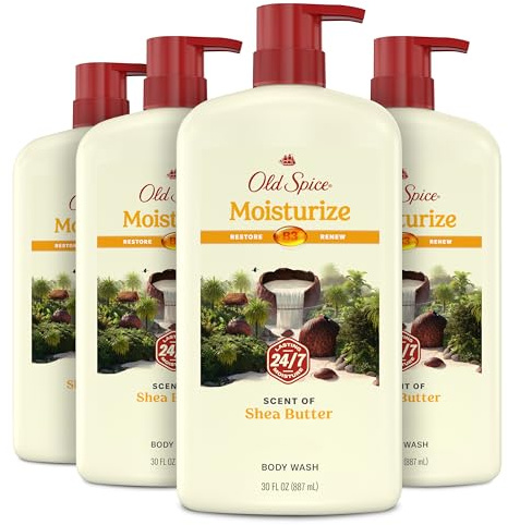 Old Spice Cleansing Body Wash for Men, 24/7 Shower Fresh with Lasting Scent, Restore & Renew, Gentle on Skin, Vitamin B3, Moisturize with Shea Butter Scent, 30 oz (Pack of 4)