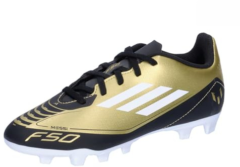 adidas Unisex F50 Club Messi Football Boots Flexible Ground, Gold/Footwear White/Carbon Black, 42 2/3 EU