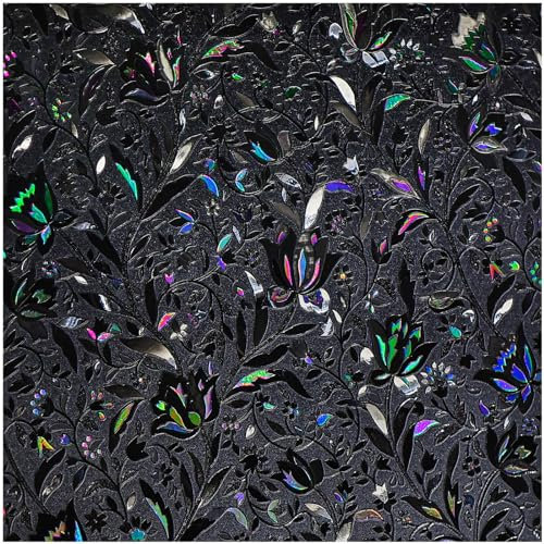 Lifetree Blackout Window Film - 100% Light Blocking Self-Adhesive Privacy Film for Glass Windows, No Glue Static Cling Anti-UV, Ideal for Bathrooms & Baby Nursery (Black, 44.5 * 200cm)