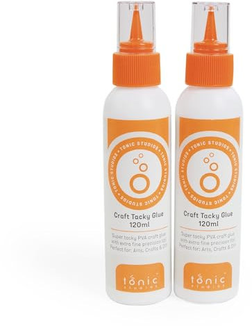 Tonic Studios Craft Tacky Glue 120ml - Pack of 2 | Super Tacky PVA for Paper, Cards, Fabric, and Plastics | Easy-to-Squeeze Precision Nozzle