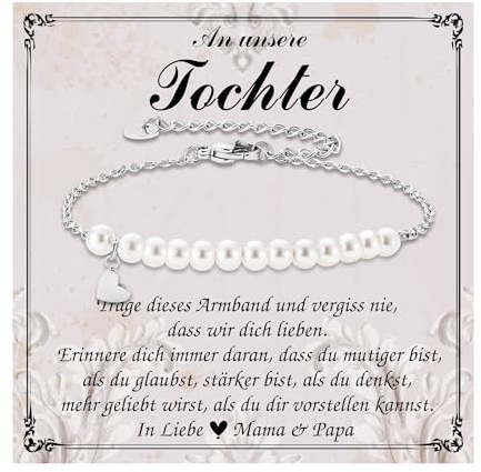 PDTU Geschenk für Tochter, Mutter Tochter Armband, Geschenk An meine Tochter Geschenke von Mama Papa zum Geburtstag Weihnachten Abschluss Einschulung