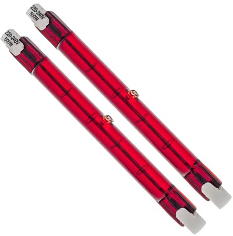HALLMERS 2pcs R7S 220-240V 500W J118 Infrared IR Bulb - Effective Heat Source for Floor Lamps, Outdoor Heating, and Specialized Applications