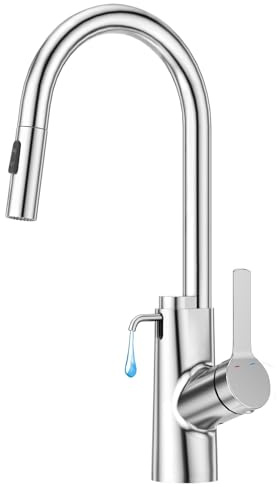 Aktines Grifo de cocina con dispensador de jabón integrado, monomando con 2 tipos de chorro, grifo de ducha extraíble, giratorio 360°, alta presión, fabricado en acero inoxidable con acabado cromado