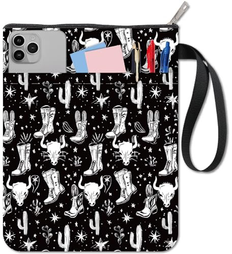 craspire Buchumschläge Mit Western Cowboy Elementen Kaktus Buchschutz Grüne Buchhülle Für Taschenbücher Waschbarer Buchumschlag Aus Stoff Mit Reißverschluss Und Zusätzlicher Ärmeltasche