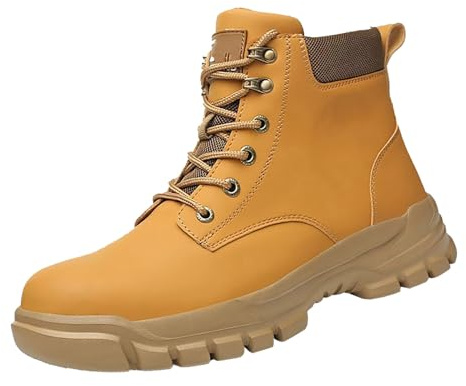 Chaussure de Securité Homme Botte Antidérapant Confortable Montantes de Randonnée Chaussures de Travail Protection Imperméables Antiperforation Automne Hiver Bottes de Securite Bottines Moto Homme