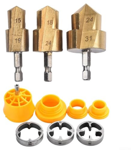 Elektrische Bohrmaschinen-Zubehör, 3-teilig, hohe Haltbarkeit, Bit-Set für professionelle Wasserrohrgewindebedürfnisse