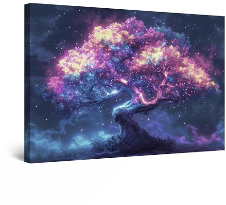Startonight Quadro su Tela Luminoso - Albero di Luce Magica, Quadri Moderni Astratti per Camera da Letto, Stampe Incorniciate 60x90 cm, Decorazione Parete, Idea Regalo Elegante Luminoso al Buio