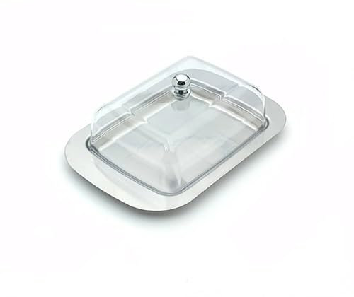 Boîte à Beurre,Beurrier en acier inoxydable,Beurrier avec Couvercle et Poignée,Pour 250 g de beurre,Adaptée à la Conservation des Fromages, Gâteaux, Desserts