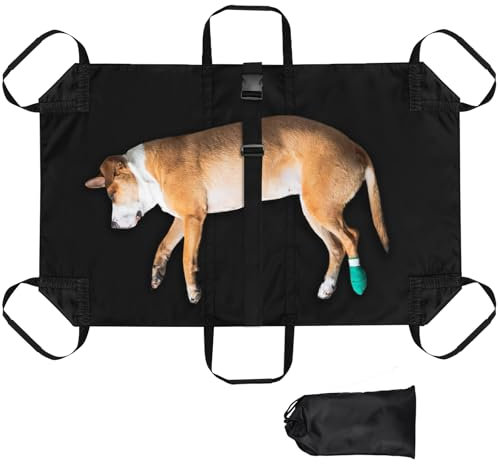 Porte-chien pliable anti-morsure - Jusqu'à 60 kg - Avec 6 poignées - Pliable - Aide au transport pour chien - Aide au transport réglable pour animaux de compagnie en cas d'urgence - 120 x 75 cm