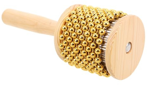 BESPORTBLE Handheld Wooden Cabasa Metal Beads Beaded Cylinder Percussion Shaker for Musical Performance Education
