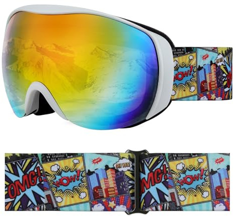 YooxArmor OTG Kids Ski Goggles, Kids Snowboard Goggles for Boys Girls Toddler Youth, Kid Snow Goggles Anti-Fog 100% UV400 Protection Age 6-14