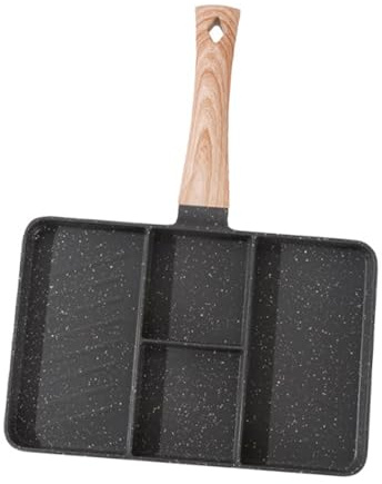 Tomantery Pan de Parrilla Dividida, Sartén Dividida Freing Anti Stick Maifan Stone Recubrimiento 4 Sección para Freír Huevos (#2)