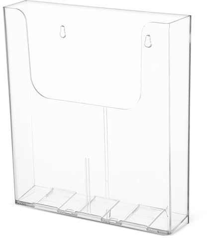 ELAYARD Acrylic Wall-mount Document Holder Brochure Display Stand Acrylic Organizer With Rounded Edges Easy Installation For Office School Home