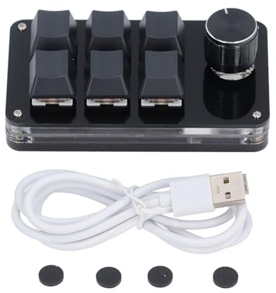 DANAIXZ Tastiera meccanica macro programmabile 6 tasti con manopola Tastiera da gioco mini USB C per PC portatile Costruzione in metallo acrilico ABS Funzionamento con una sola mano