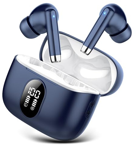 QXQ 2026 Nuovo Cuffie Bluetooth, Auricolari Bluetooth 5.4 Hi-Fi Stereo con 4 ENC Mic, 40 Ore Mini Cuffiette Bluetooth Cancellazione Rumore Cuffie Wireless, Cuffie Senza Filo per Android/iOS, Blu Puro