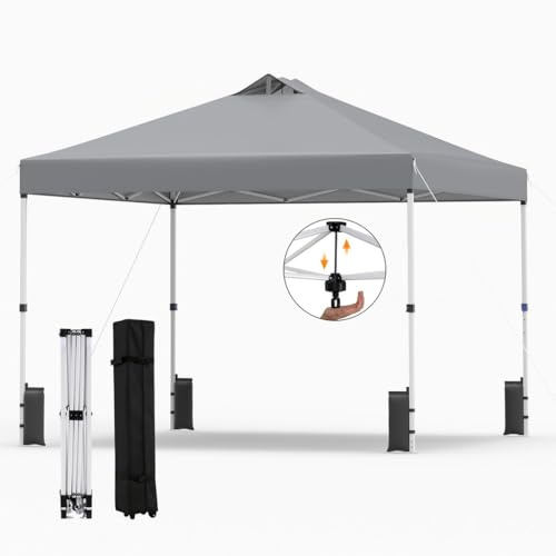 COSTWAY Carpa Plegable 3x3m, Cenador Jardin Pop up Impermeable, Gazebo Plegable con Techo Plateado, Pabellón, Bolsa de Transporte con Ruedas y 4 Sacos de Arena, Exterior (Antracita)