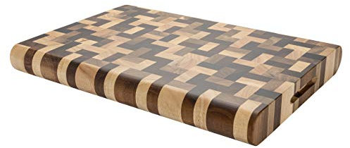 Rockingham Forge Extra Thick Multi Wood Chopping Board 35x25x3.8cm – End Grain Cutting Board for Kitchen, Cooking & Serving Cheese, Bread & Charcuterie – Durable Acacia & Rubberwood Chopping Block