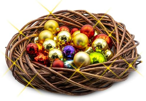 My Home Couronne en osier avec guirlande lumineuse LED.