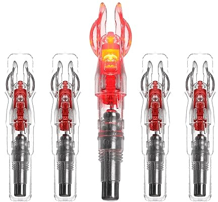Letszhu Lighted Nocks, automatiskt LED bågskyttepilar Nock 6,20 mm/.244 inre diameter belyst upplysta bågskytte Nocks för jaktuttag, röd 5-pack