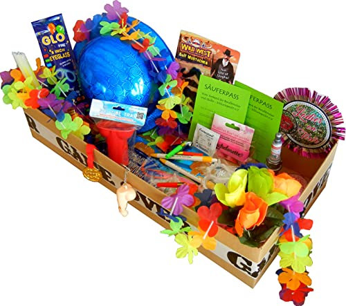 Festefestefeiern JGA Bauchladen mit Füllung Inhalt 60 Teile Komplettset Junggesellenabschied Bauchladenfüllung BL 3 Set