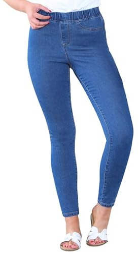 UC Womens Ex High Street Brand High Waist Jeggings Ladies Skinny Fit Stretch Jeans (Blue, 18)