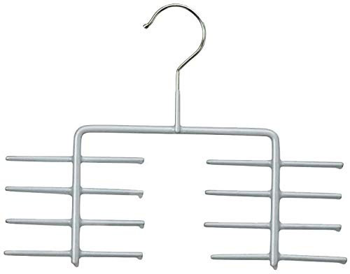 MAWA 1 Stück Krawattenhalter mit Anti-Rutsch Beschichtung, platzsparende und rutschfeste Accessoirebügel, Platz für insgesamt 16 Krawatten, 25 cm, Silber